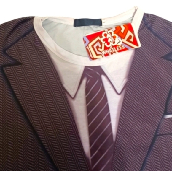 Whatlees 3D Graphic Novelty Tee Business Suit Jacket Tie Dress Shirt Necktie NWT - Picture 3 of 6